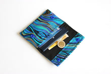 Load image into Gallery viewer, Blue gold purple marble design fabric slim minimalist wallet