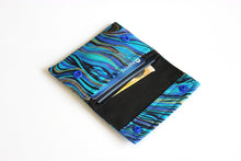 Load image into Gallery viewer, Blue gold purple marble design fabric slim minimalist wallet