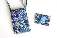 Load image into Gallery viewer, Blue fabric minimalist wallet - small wallet for credit cards and cash