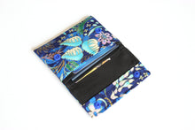 Load image into Gallery viewer, Blue fabric minimalist wallet - small wallet for credit cards and cash
