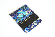 Load image into Gallery viewer, Blue fabric minimalist wallet - small wallet for credit cards and cash