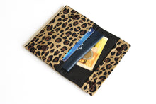 Load image into Gallery viewer, Cheetah minimalist wallet - leopard print fabric small vegan wallet