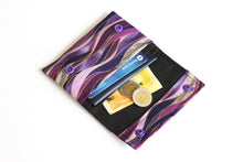 Load image into Gallery viewer, Purple fabric small minimalist wallet for her - slim wallet for women