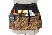 Load image into Gallery viewer, Leopard half apron with pockets for vendor waitress server teacher