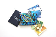 Load image into Gallery viewer, Blue gold purple marble design fabric slim minimalist wallet