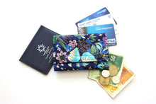 Load image into Gallery viewer, Blue fabric minimalist wallet - small wallet for credit cards and cash