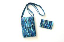 Load image into Gallery viewer, Slim minimalist wallet - blue wave fabric front pocket wallet