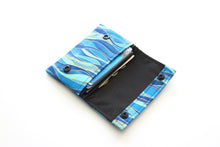 Load image into Gallery viewer, Slim minimalist wallet - blue wave fabric front pocket wallet