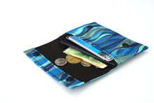 Load image into Gallery viewer, Slim minimalist wallet - blue wave fabric front pocket wallet