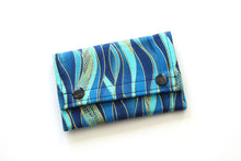 Load image into Gallery viewer, Slim minimalist wallet - blue wave fabric front pocket wallet