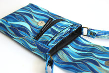 Load image into Gallery viewer, Slim minimalist wallet - blue wave fabric front pocket wallet