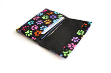 Load image into Gallery viewer, Rainbow paws fabric small minimalist wallet - gift for dog lovers