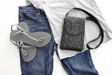 Load image into Gallery viewer, Black cell phone purse with adjustable strap - crossbody / shoulder bag