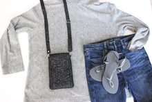 Load image into Gallery viewer, Black cell phone purse with adjustable strap - crossbody / shoulder bag