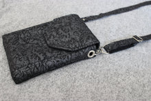 Load image into Gallery viewer, Black cell phone purse with adjustable strap - crossbody / shoulder bag