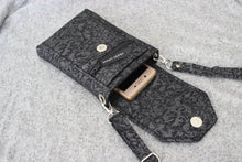 Load image into Gallery viewer, Black cell phone purse with adjustable strap - crossbody / shoulder bag