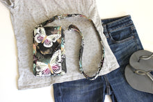Load image into Gallery viewer, Phone bag with pockets for small everyday carry - butterfly fabric