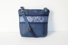 Load image into Gallery viewer, Blue vegan leather crossbody bag - lots of pockets for everyday carry