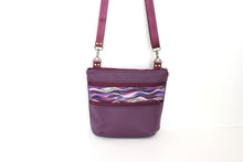 Load image into Gallery viewer, Purple faux leather purse - crossbody / shoulder bag - lots of pockets