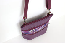 Load image into Gallery viewer, Purple faux leather purse - crossbody / shoulder bag - lots of pockets