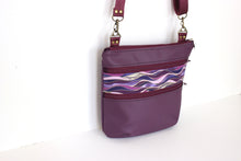 Load image into Gallery viewer, Purple faux leather purse - crossbody / shoulder bag - lots of pockets