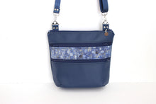 Load image into Gallery viewer, Blue vegan leather crossbody bag - lots of pockets for everyday carry