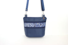 Load image into Gallery viewer, Blue vegan leather crossbody bag - lots of pockets for everyday carry