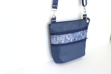Load image into Gallery viewer, Blue vegan leather crossbody bag - lots of pockets for everyday carry