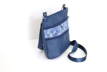 Load image into Gallery viewer, Blue vegan leather crossbody bag - lots of pockets for everyday carry