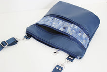 Load image into Gallery viewer, Blue vegan leather crossbody bag - lots of pockets for everyday carry
