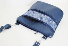 Load image into Gallery viewer, Blue vegan leather crossbody bag - lots of pockets for everyday carry