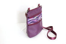 Load image into Gallery viewer, Purple faux leather purse - crossbody / shoulder bag - lots of pockets