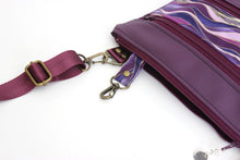 Load image into Gallery viewer, Purple faux leather purse - crossbody / shoulder bag - lots of pockets