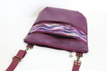 Load image into Gallery viewer, Purple faux leather purse - crossbody / shoulder bag - lots of pockets