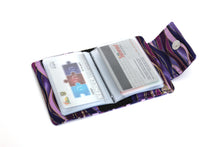 Load image into Gallery viewer, Credit card organizer book wallet - purple fabric loyalty card holder
