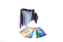 Load image into Gallery viewer, Credit card organizer book wallet - purple fabric loyalty card holder