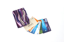 Load image into Gallery viewer, Credit card organizer book wallet - purple fabric loyalty card holder