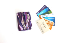 Load image into Gallery viewer, Credit card organizer book wallet - purple fabric loyalty card holder