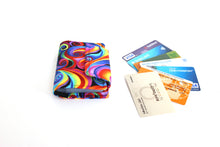 Load image into Gallery viewer, Rainbow spiral fabric loyalty and credit card holder wallet for women