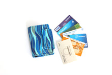 Load image into Gallery viewer, Blue fabric loyalty and credit card holder wallet for women