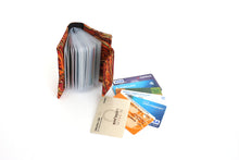 Load image into Gallery viewer, Orange marble fabric loyalty and credit card holder wallet for women