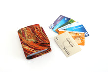 Load image into Gallery viewer, Orange marble fabric loyalty and credit card holder wallet for women