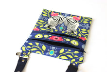 Load image into Gallery viewer, Small crossbody purse - double zipper slim phone bag - Zebra fabric