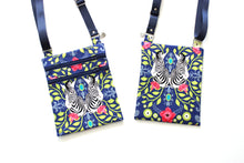 Load image into Gallery viewer, Small crossbody purse - double zipper slim phone bag - Zebra fabric