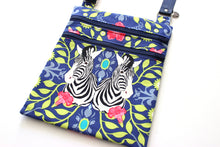 Load image into Gallery viewer, Small crossbody purse - double zipper slim phone bag - Zebra fabric
