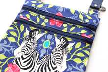Load image into Gallery viewer, Small crossbody purse - double zipper slim phone bag - Zebra fabric