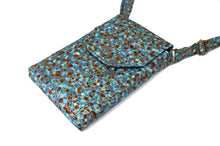 Load image into Gallery viewer, cell phone pouch - mobile phone bag in teal and brown mosaic fabric - Tracey Lipman