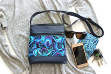 Load image into Gallery viewer, Blue vegan leather small crossbody bag - minimalist zip top purse