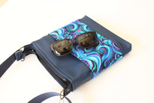 Load image into Gallery viewer, Blue vegan leather small crossbody bag - minimalist zip top purse