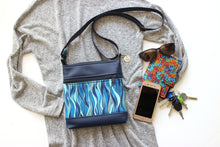 Load image into Gallery viewer, Blue vegan leather small crossbody purse - minimalist zipper purse